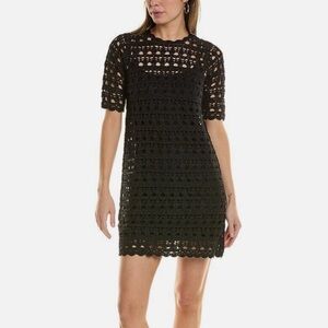 NWT Ganni black crochet open back mini dress - size XS